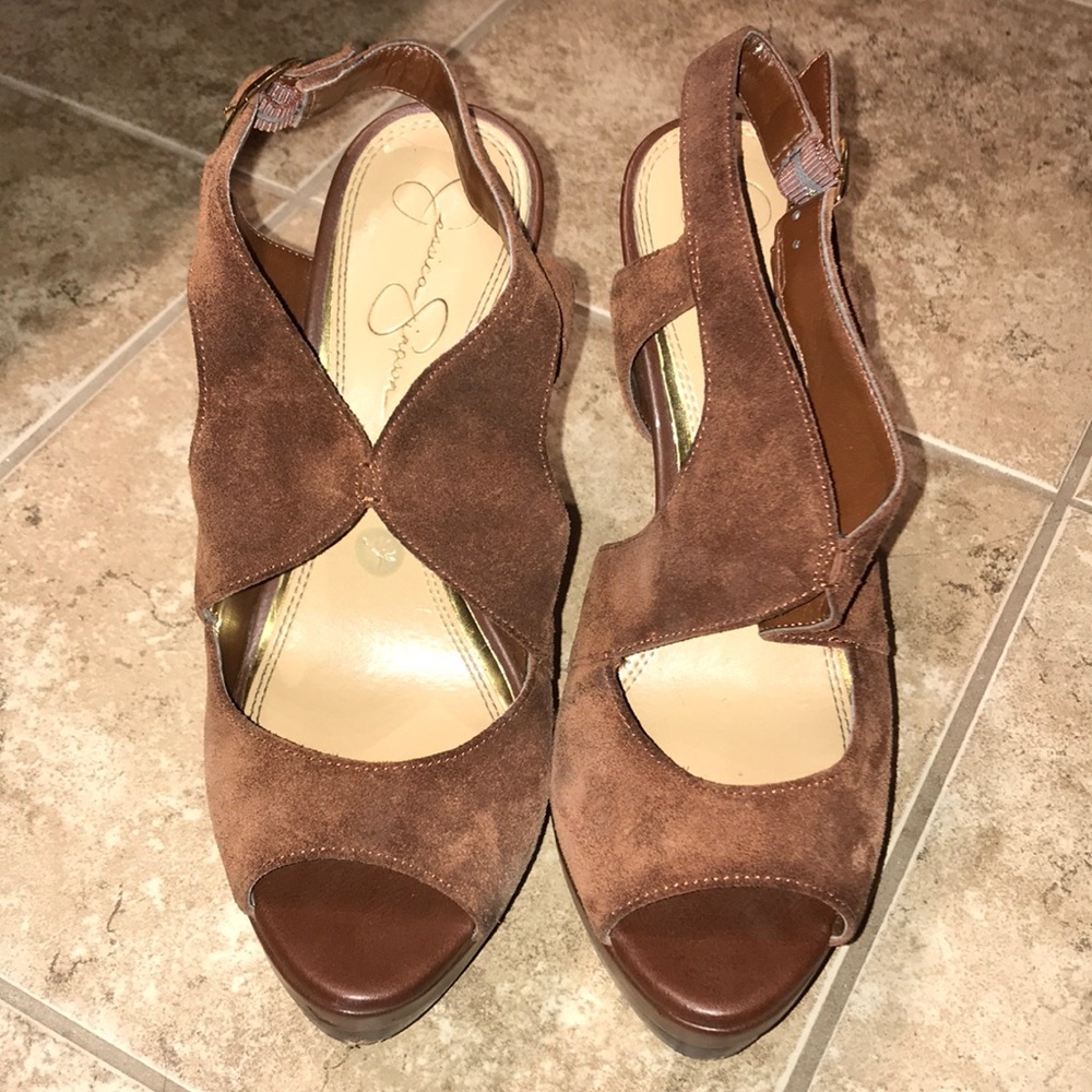 Brown suede Jessica Simpson platform heels